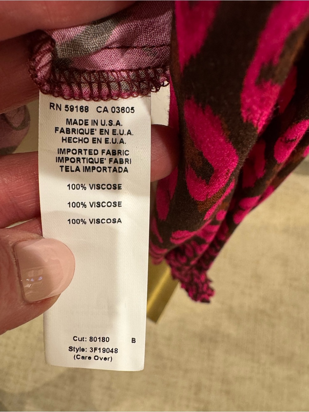 Bright Pink and Brown Viscose Printed Top